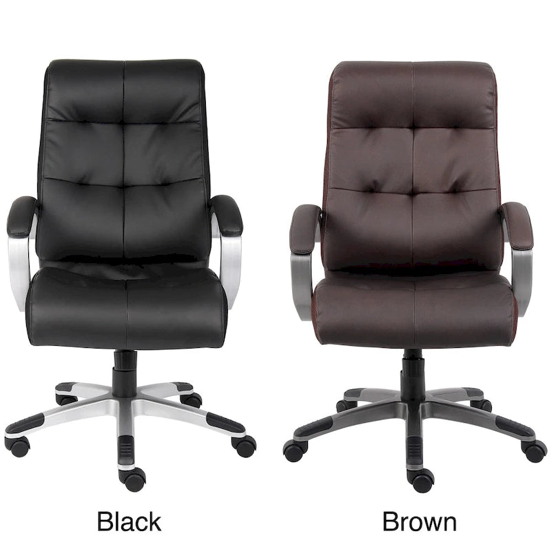 Fauteuil de bureau exécutif à dossier haut en cuir reconstitué et empiècements en maille