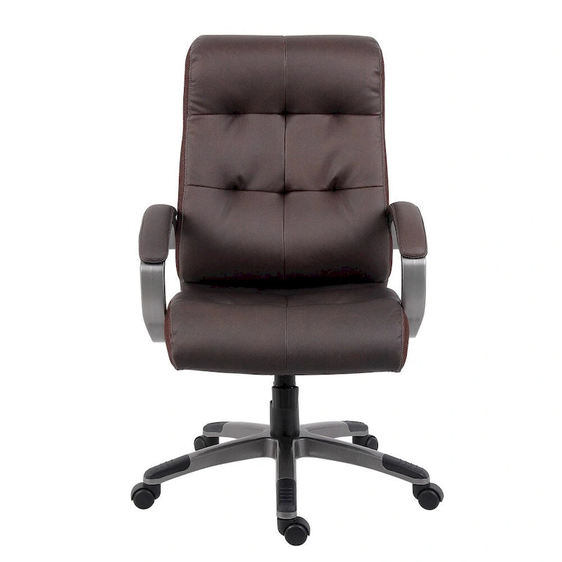 Fauteuil de bureau exécutif à dossier haut en cuir reconstitué et empiècements en maille