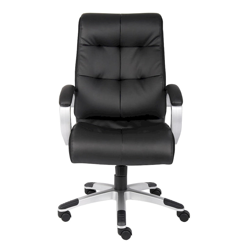 Fauteuil de bureau exécutif à dossier haut en cuir reconstitué et empiècements en maille