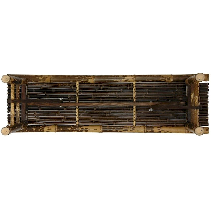 Banc pliant artisanal en bambou foncé – Assemblage style japonais