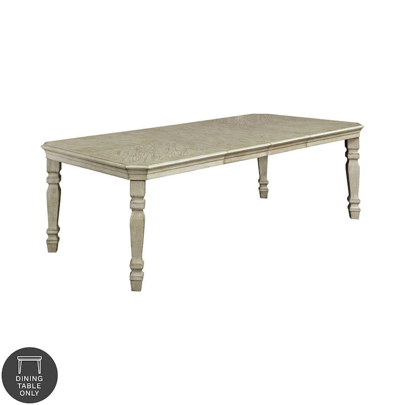 Table à manger extensible avec 2 rallonges – Peut accueillir jusqu'à 8 personnes, Blanc antique
