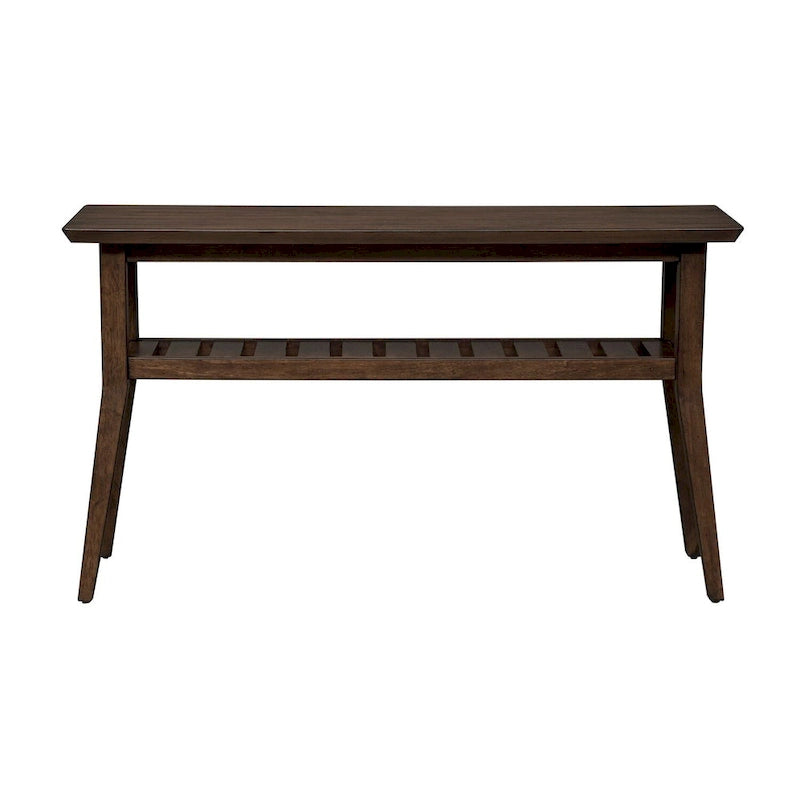 Table basse d'appoint contemporaine en bronze avec étagère à lattes