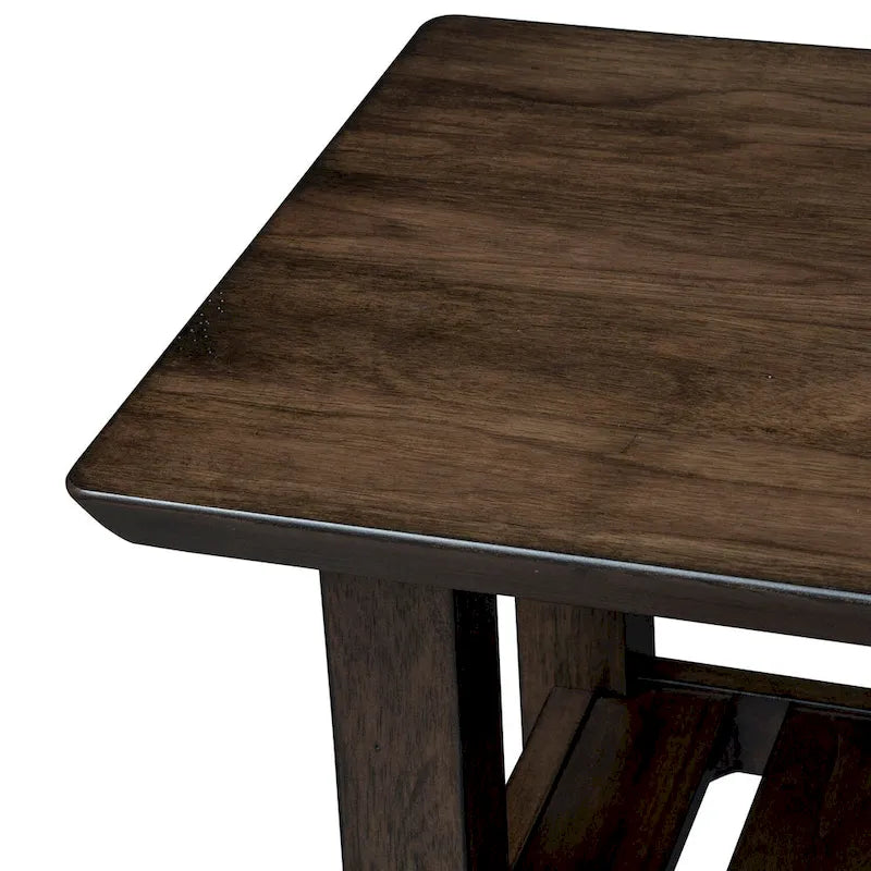 Table basse d'appoint contemporaine en bronze avec étagère à lattes