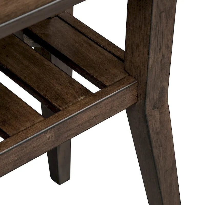 Table basse d'appoint contemporaine en bronze avec étagère à lattes