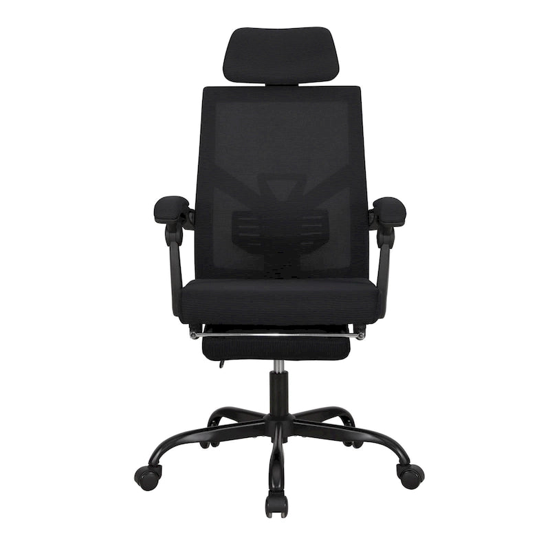 Chaise de bureau ergonomique en maille avec repose-pieds