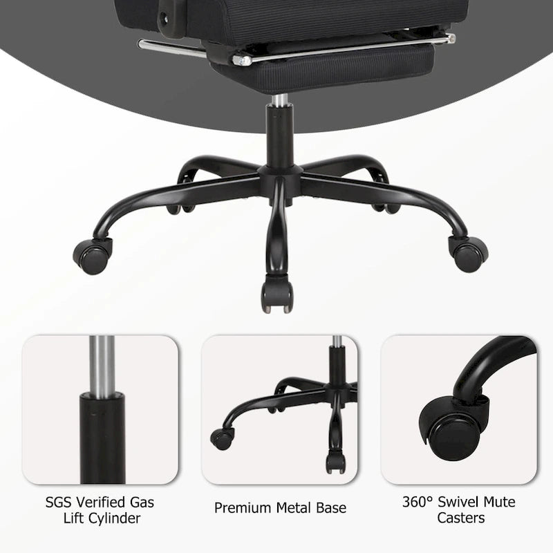 Chaise de bureau ergonomique en maille avec repose-pieds