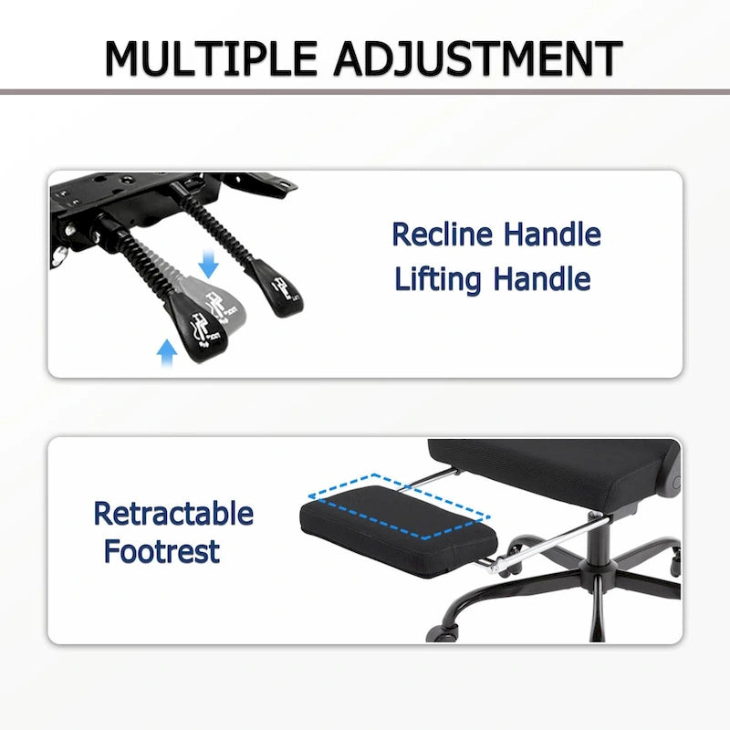 Chaise de bureau ergonomique en maille avec repose-pieds