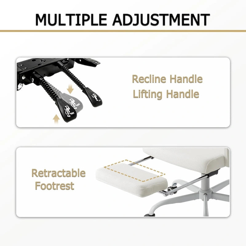 Chaise de bureau ergonomique en maille avec repose-pieds