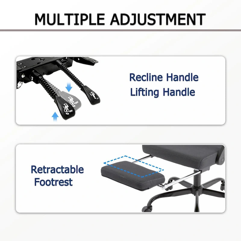 Chaise de bureau ergonomique en maille avec repose-pieds