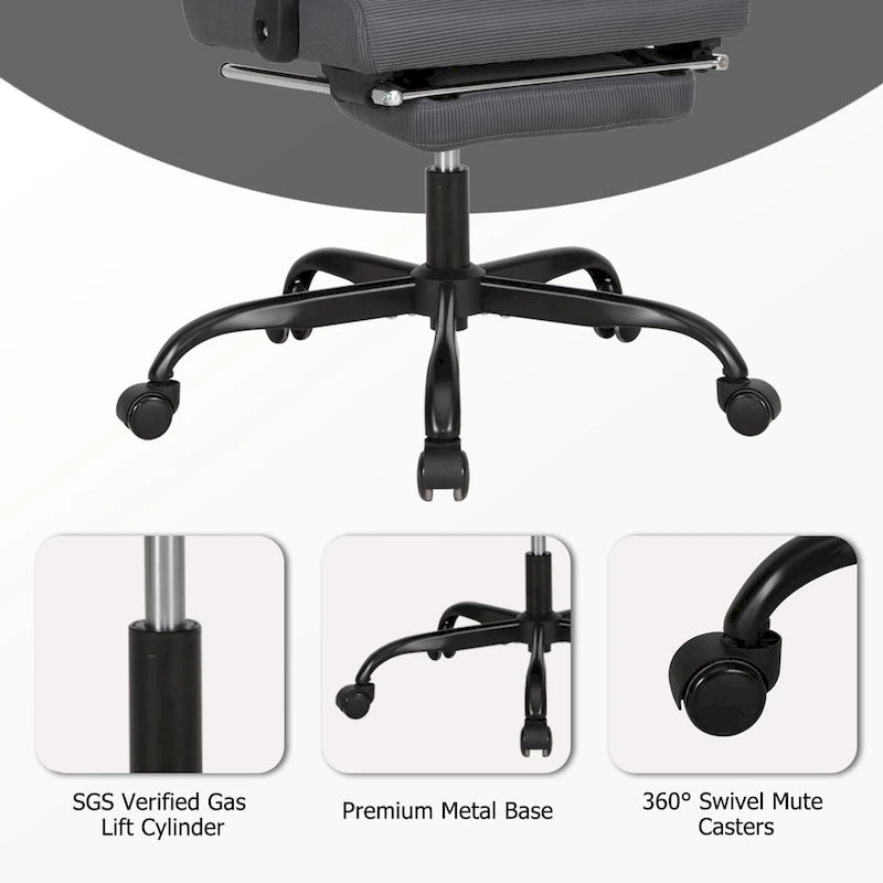 Chaise de bureau ergonomique en maille avec repose-pieds