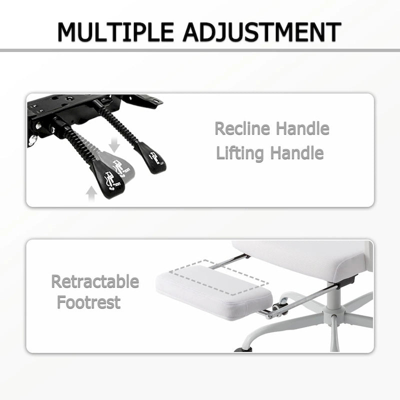 Chaise de bureau ergonomique en maille avec repose-pieds