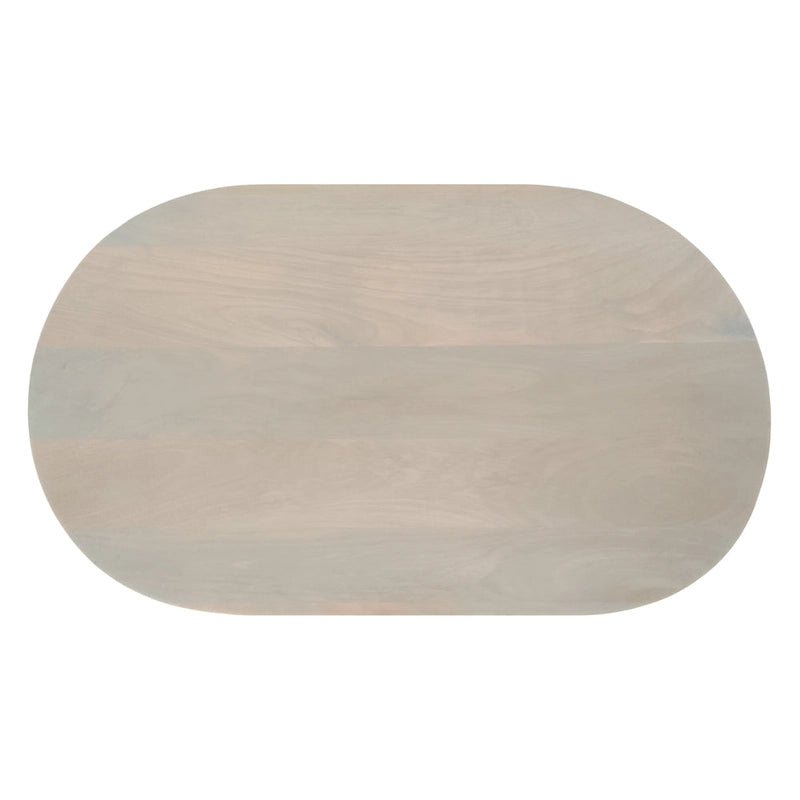 Table basse oblongue en bois de manguier massif avec pieds boules sculpturaux