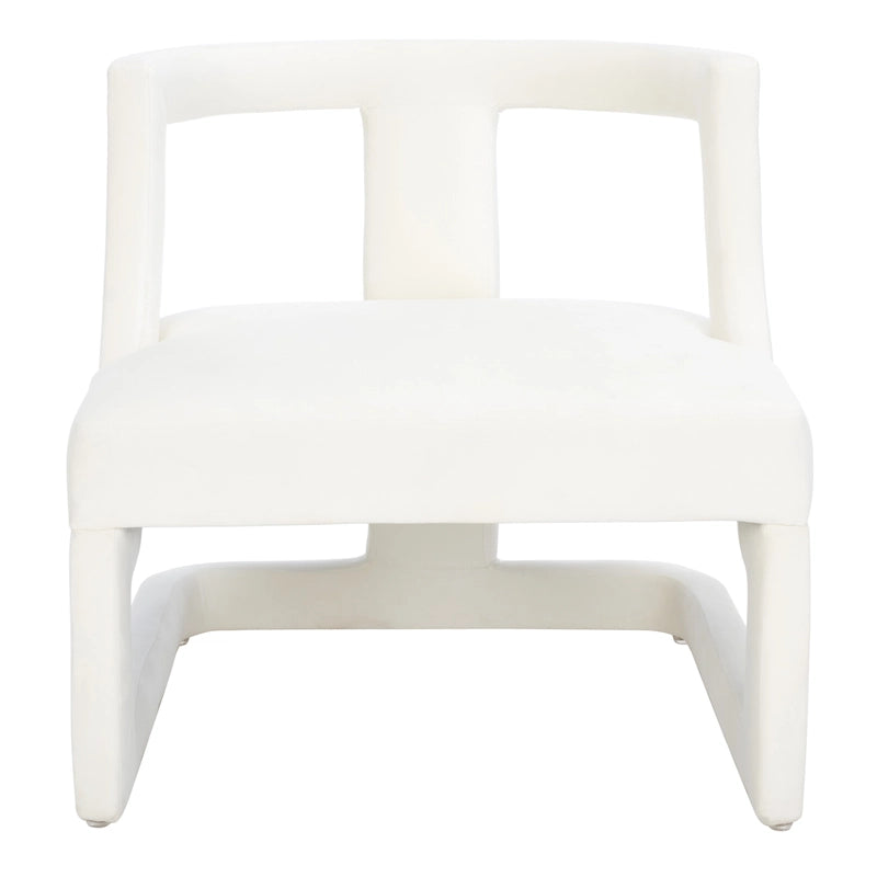 Fauteuil d'appoint en velours à cadre ouvert – Design sculptural moderne