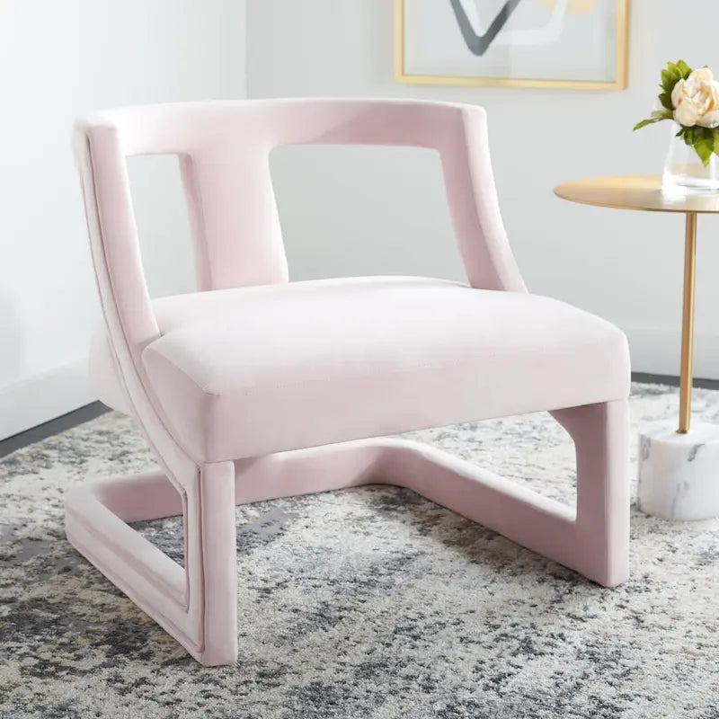 Fauteuil d'appoint en velours à cadre ouvert – Design sculptural moderne