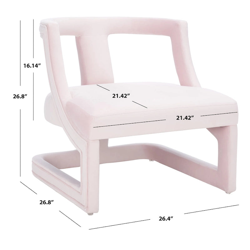 Fauteuil d'appoint en velours à cadre ouvert – Design sculptural moderne