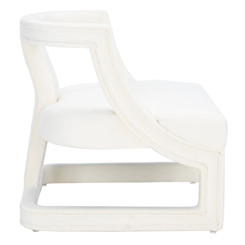 Fauteuil d'appoint en velours à cadre ouvert – Design sculptural moderne