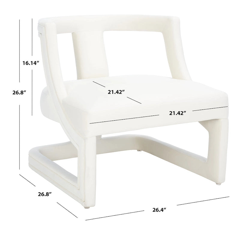 Fauteuil d'appoint en velours à cadre ouvert – Design sculptural moderne