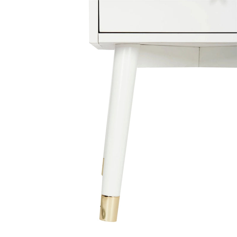 Table de chevet à 2 tiroirs de style moderne du milieu du siècle avec pieds accentués en métal