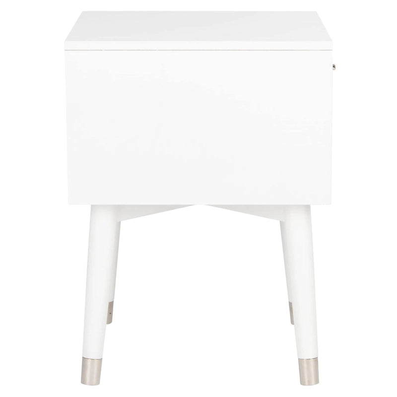 Table de chevet à 2 tiroirs de style moderne du milieu du siècle avec pieds accentués en métal