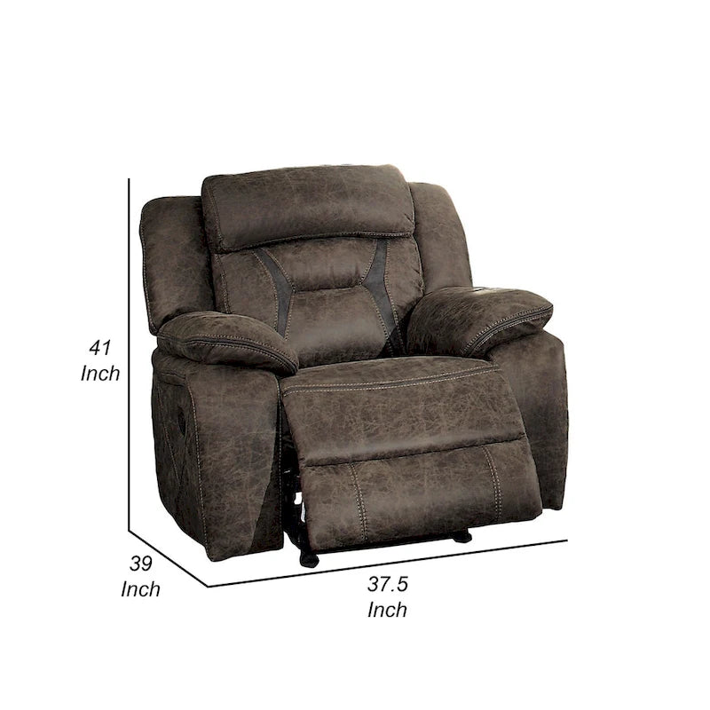 Fauteuil inclinable planeur manuel avec revêtement en microfibre et accoudoirs rembourrés