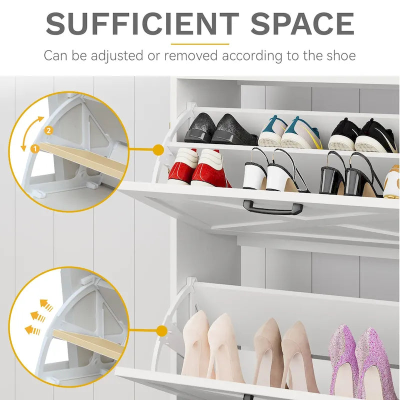 Meuble à chaussures d'entrée de ferme avec banc de rangement et 2 tiroirs basculants