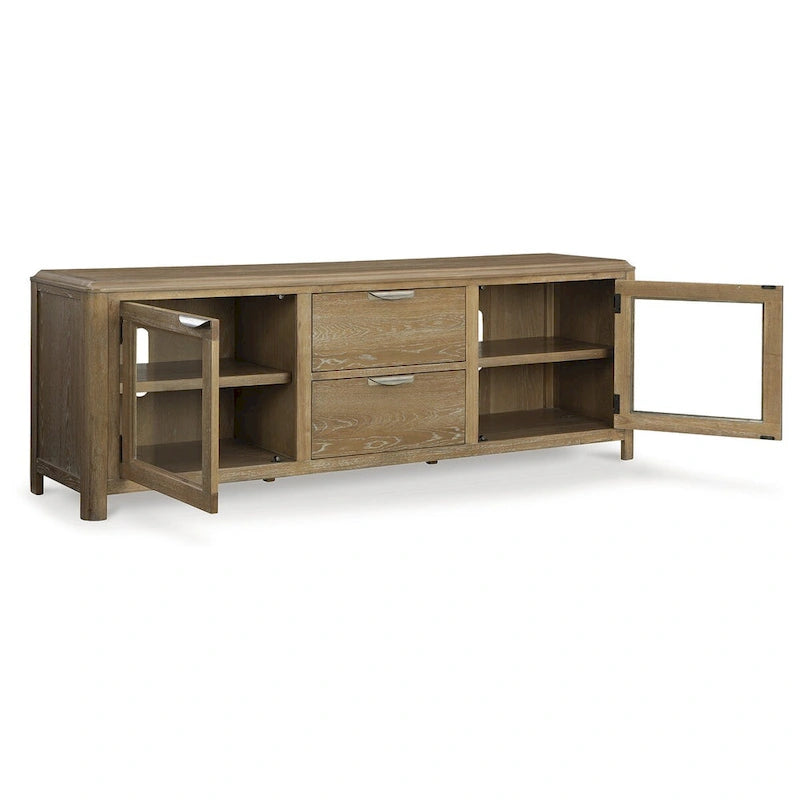 Meuble TV en bois clair pour téléviseurs jusqu'à 233 cm
