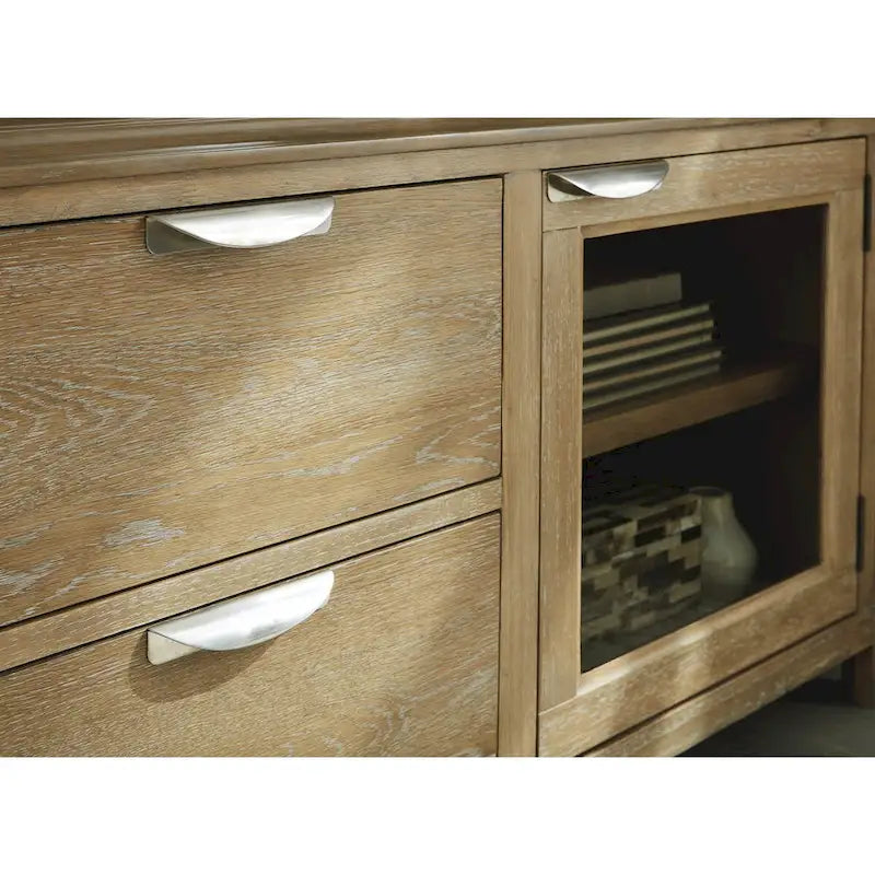 Meuble TV en bois clair pour téléviseurs jusqu'à 233 cm