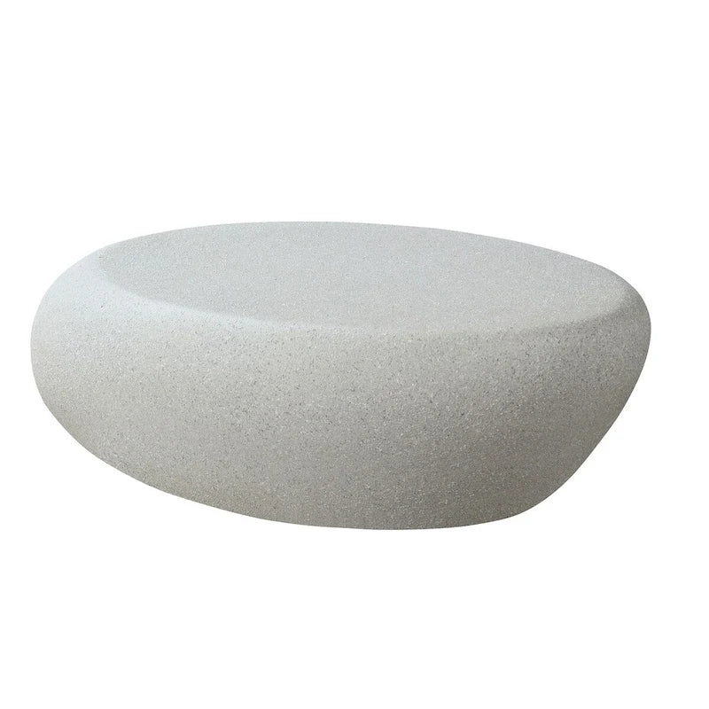 Table basse ovale en fibre de verre – Forme irrégulière vintage, aucun assemblage requis