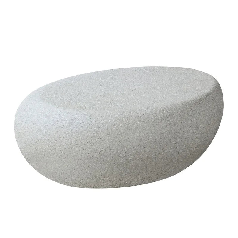 Table basse ovale en fibre de verre – Forme irrégulière vintage, aucun assemblage requis