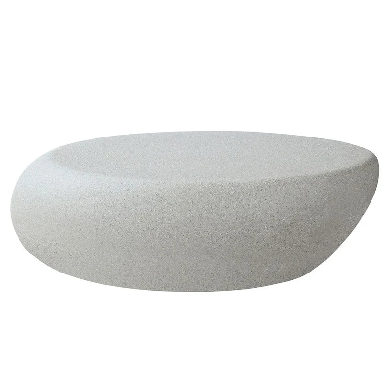 Table basse ovale en fibre de verre – Forme irrégulière vintage, aucun assemblage requis