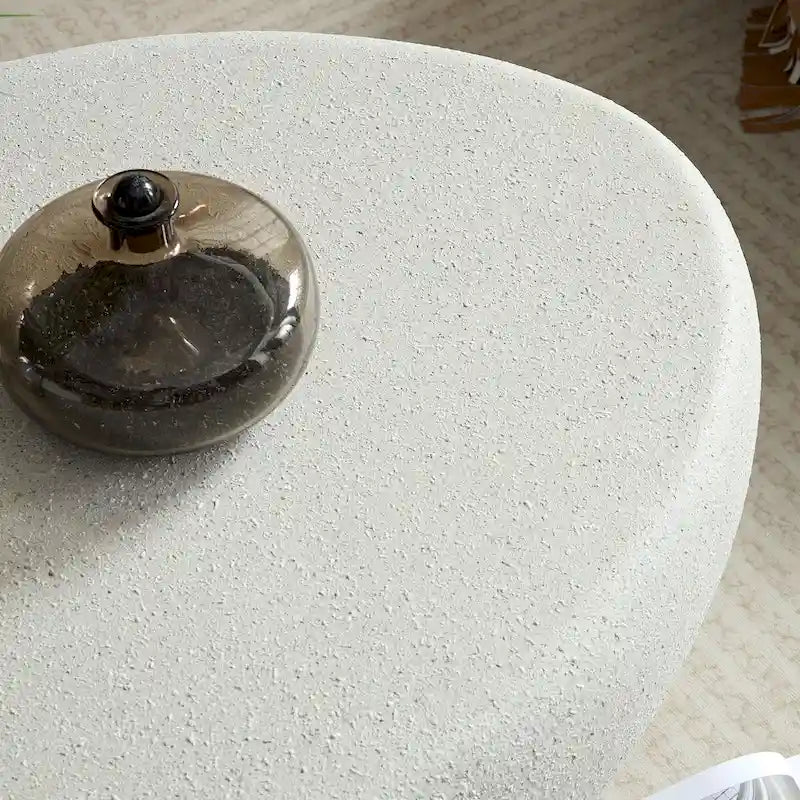Table basse ovale en fibre de verre – Forme irrégulière vintage, aucun assemblage requis
