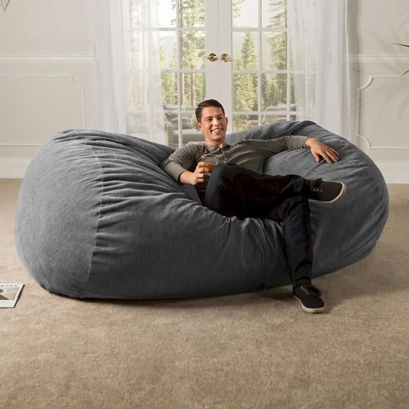 Canapé géant pouf de 2,1 m avec housse en chenille de qualité supérieure – Pour 3 personnes