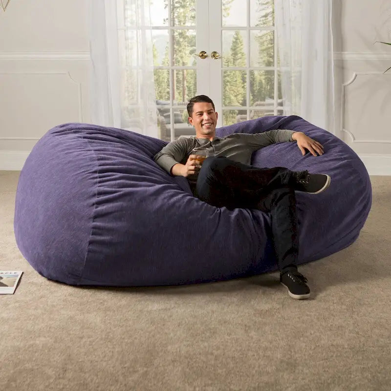 Canapé géant pouf de 2,1 m avec housse en chenille de qualité supérieure – Pour 3 personnes