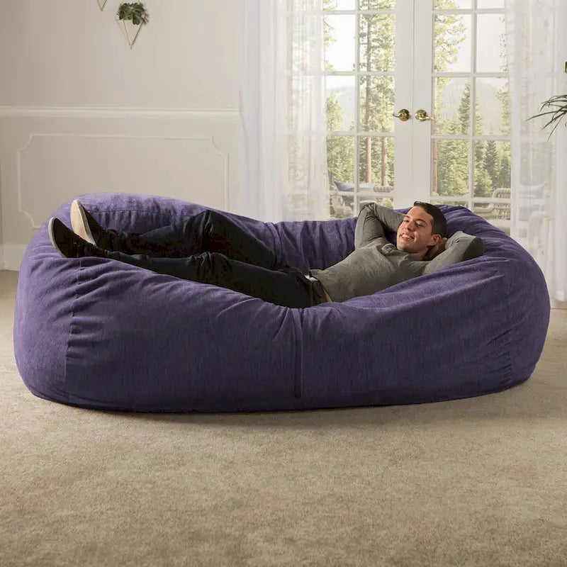 Canapé géant pouf de 2,1 m avec housse en chenille de qualité supérieure – Pour 3 personnes