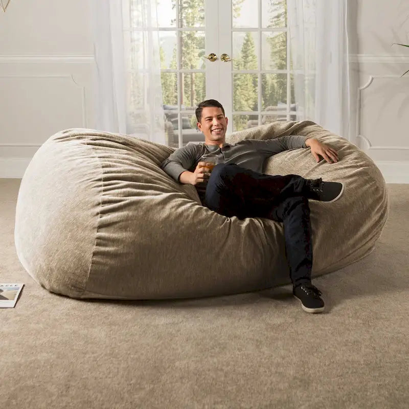 Canapé géant pouf de 2,1 m avec housse en chenille de qualité supérieure – Pour 3 personnes