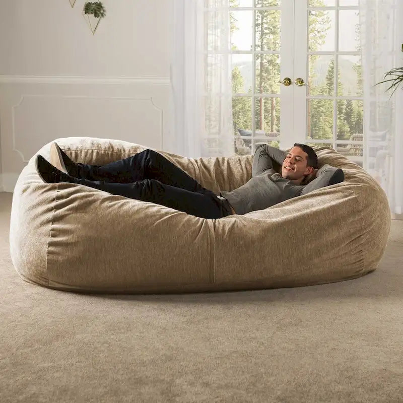 Canapé géant pouf de 2,1 m avec housse en chenille de qualité supérieure – Pour 3 personnes