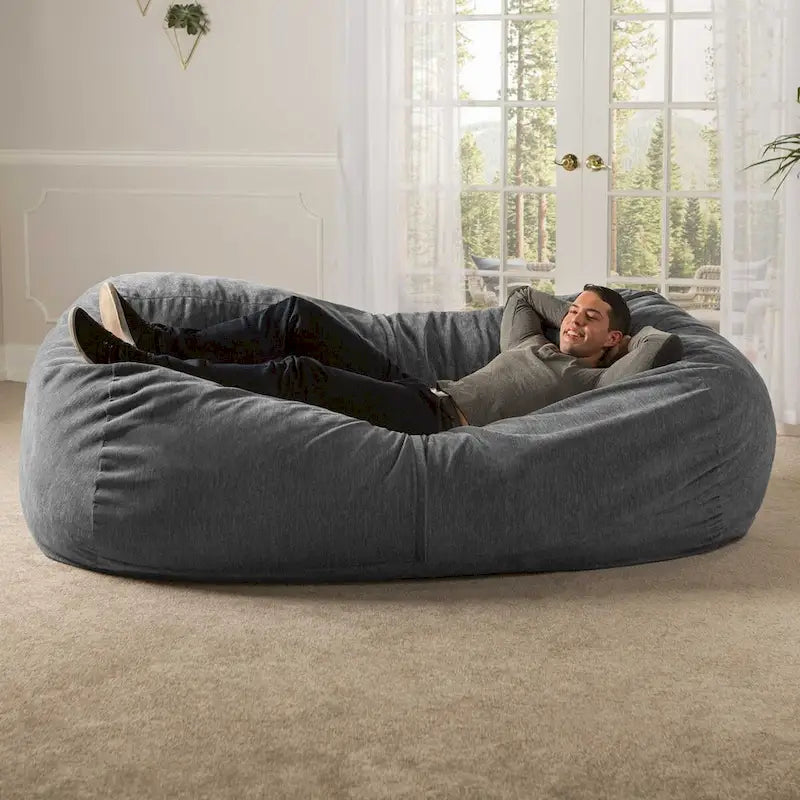 Canapé géant pouf de 2,1 m avec housse en chenille de qualité supérieure – Pour 3 personnes
