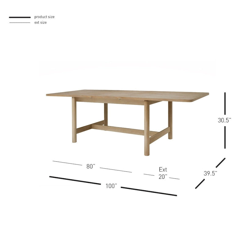 Table à manger papillon extensible avec coins arrondis