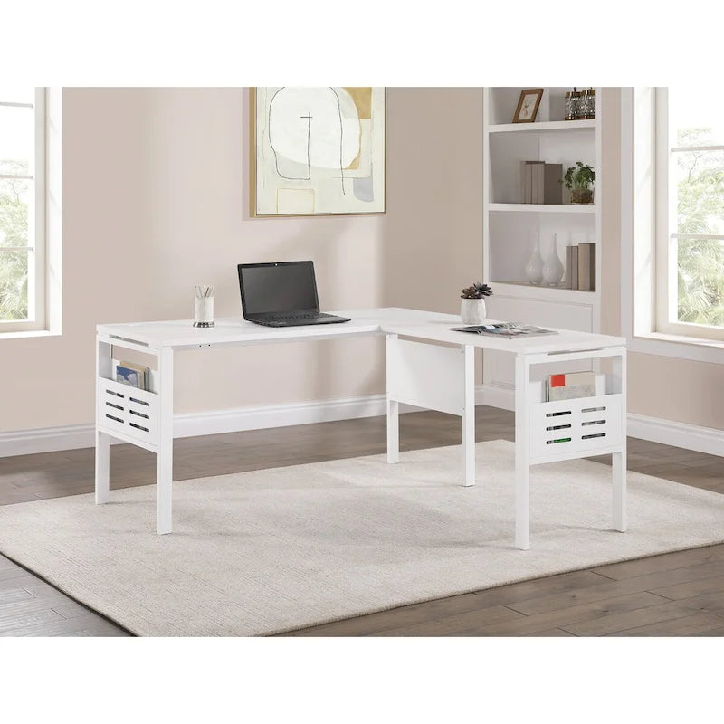 Bureau de travail moderne de 60 pouces avec étagères de rangement intégrées