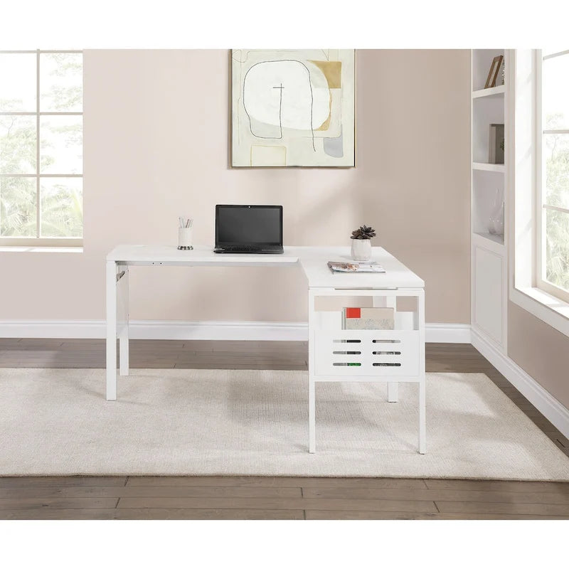 Bureau de travail moderne de 60 pouces avec étagères de rangement intégrées