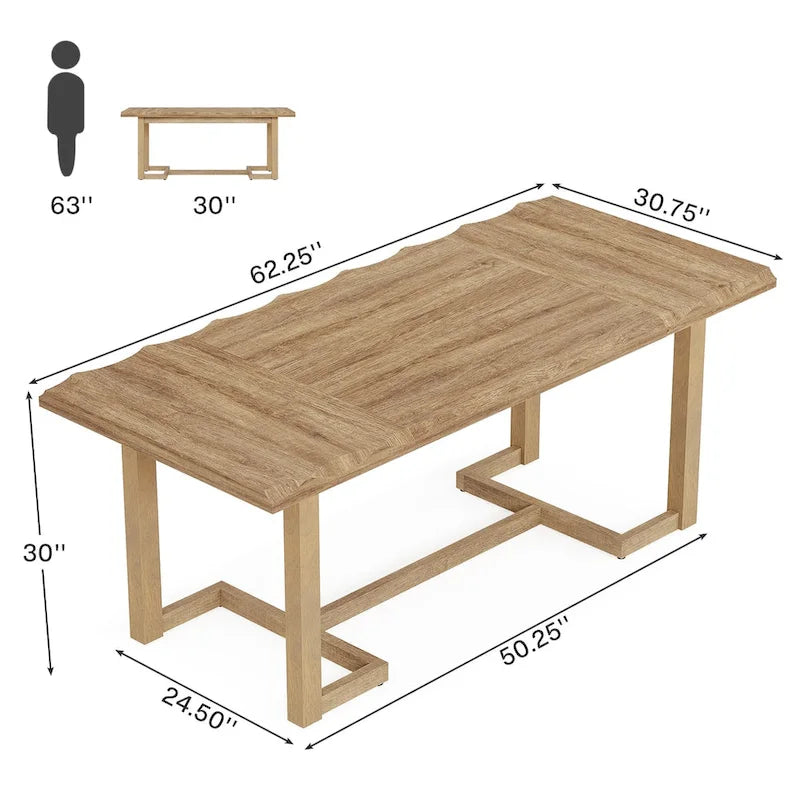 Bureau de 63 pouces avec pieds en bois massif et plateau épaissi