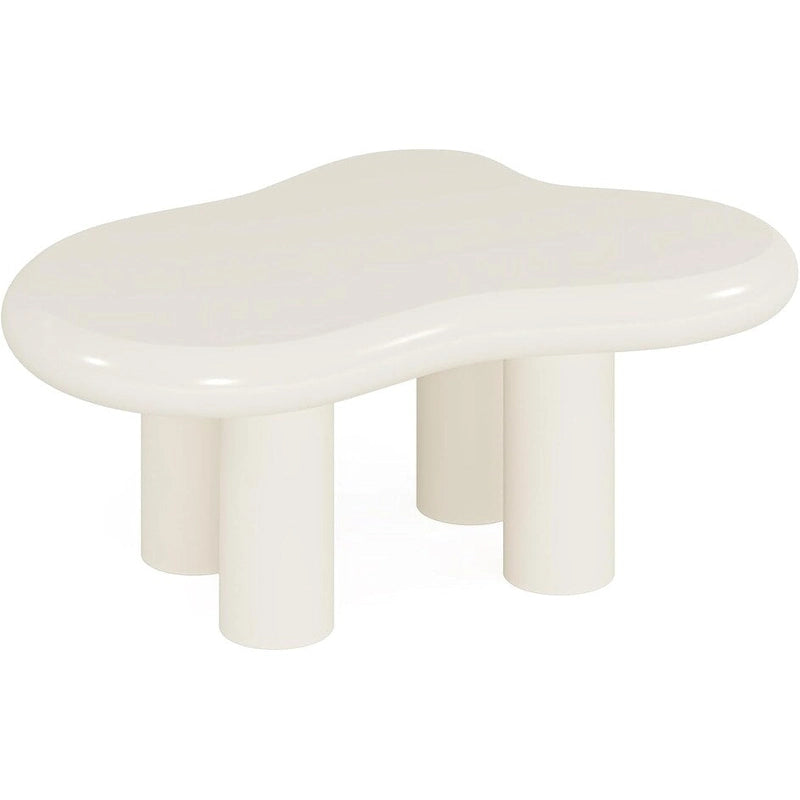 Table basse en forme de nuage avec plateau en bois composite et pieds en PVC