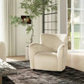 Fauteuil d'appoint à bras incurvés en fausse fourrure peluche avec assise à ressorts sinueux