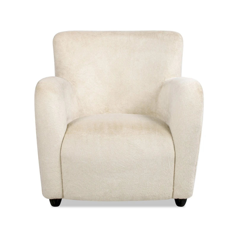 Fauteuil d'appoint à bras incurvés en fausse fourrure peluche avec assise à ressorts sinueux