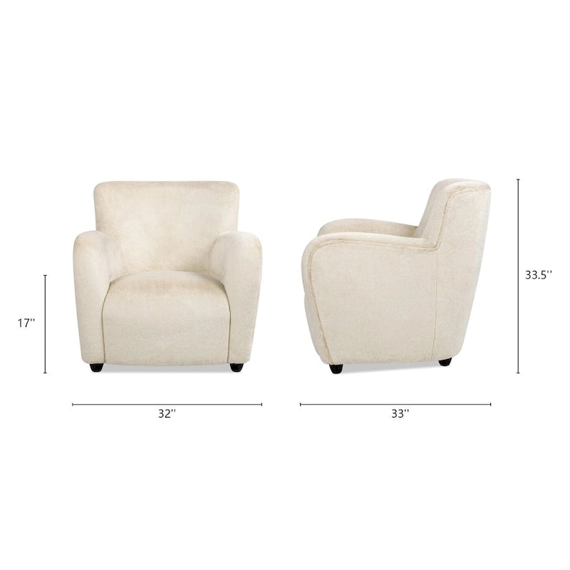 Fauteuil d'appoint à bras incurvés en fausse fourrure peluche avec assise à ressorts sinueux