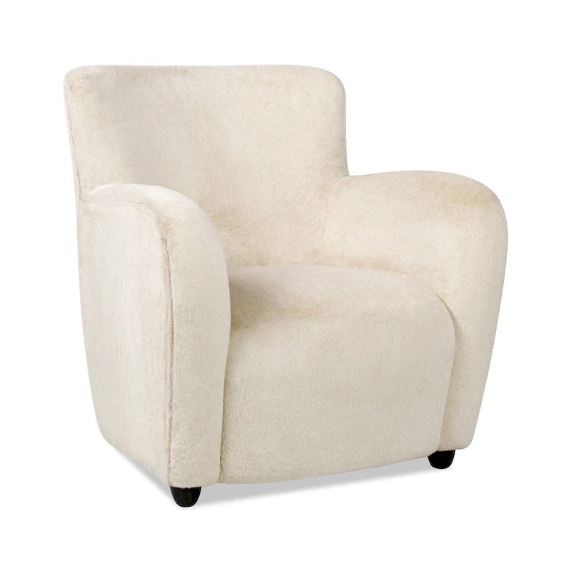 Fauteuil d'appoint à bras incurvés en fausse fourrure peluche avec assise à ressorts sinueux