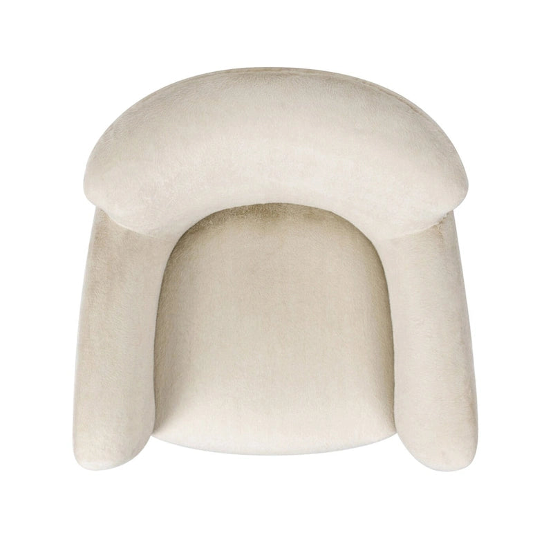 Fauteuil d'appoint à bras incurvés en fausse fourrure peluche avec assise à ressorts sinueux
