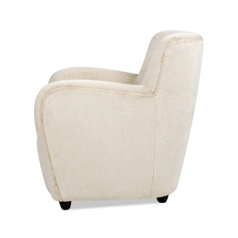 Fauteuil d'appoint à bras incurvés en fausse fourrure peluche avec assise à ressorts sinueux