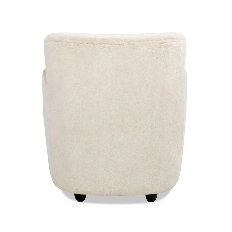 Fauteuil d'appoint à bras incurvés en fausse fourrure peluche avec assise à ressorts sinueux