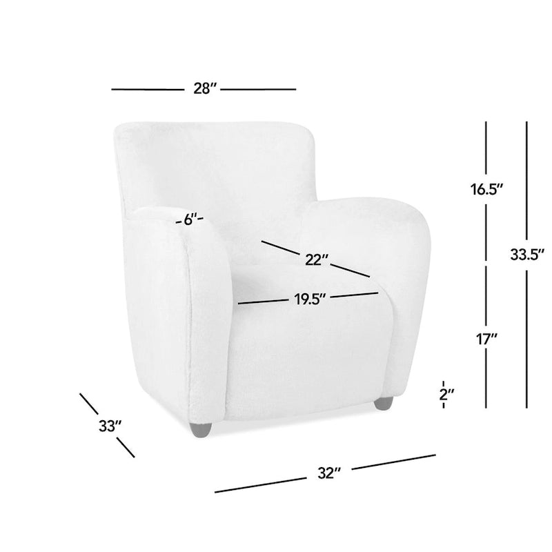 Fauteuil d'appoint à bras incurvés en fausse fourrure peluche avec assise à ressorts sinueux